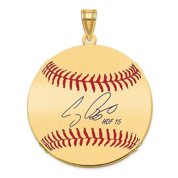 14K Gold Plated Craig Biggio Signature LG Enamel Baseball Pendant